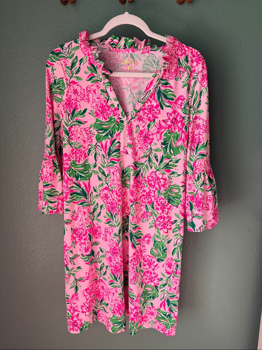 Lilly Pulitzer Pink & Green Floral Shift Dress